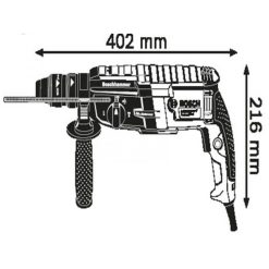 Kích thước máy khoan búa bê tông Bosch GBH 2-28 DFV