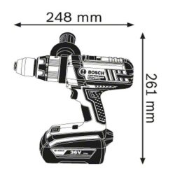 Kích thước máy khoan / Máy khoan không dây Bosch GSB 36 VE-2-LI (2 X 2.0 Ah)