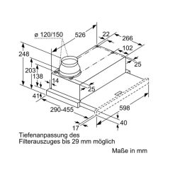 Kích thước máy hút khói khử mùi Bosch DFL064W53B