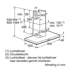 Kích thước Máy hút mùi treo tường Bosch DWB098E50