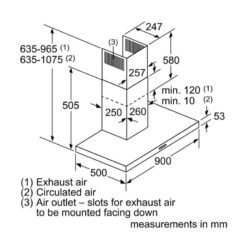 Kích thước Máy hút mùi treo tường Bosch DWB97FM50