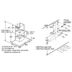 Kích thước máy hút mùi treo tường Bosch DEE928BSG