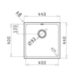 kích thước của Chậu rửa bát Bosch LYDIA 1B