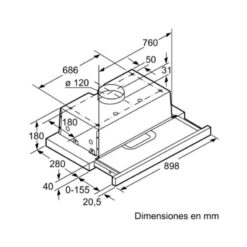 kích thước của Máy hút mùi Bosch DFT93AC50