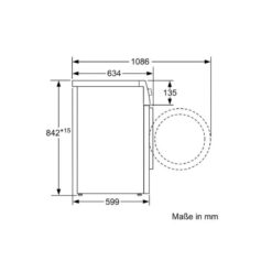 Kích thước Máy sấy quần áo Bosch WTX87E40 Serie 8