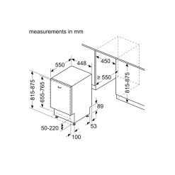 Kích thước lắp đặt máy rửa bát âm tủ Bosch SPH4EMX28E Series 4